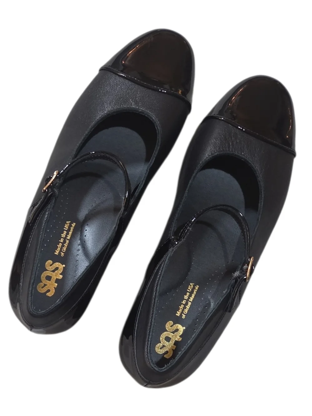 SAS Isabel Black Mary Jane Heel with Patent Trim Size 10.5 WW